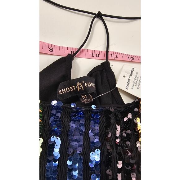 NWT almost famous y2k glam rainbow sequin celebration new years tank top sz M - Picture 6 of 8